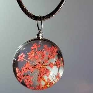 Dried Flower Pendant Necklace | Flower Pendant | Dried Flower Necklace